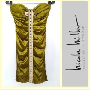NWT❣️Nicole Miller Strapless Silk ❇️Cocktail Dress